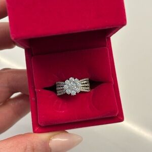 14K solid gold cubic zircon floral ring. It is a gift. Size 8-8.5. 3.42 gram